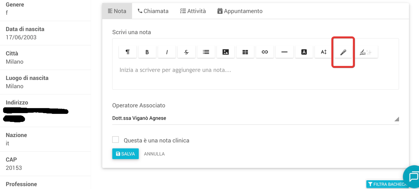 Testo Name Come dettare un testo con il microfono nell’editor